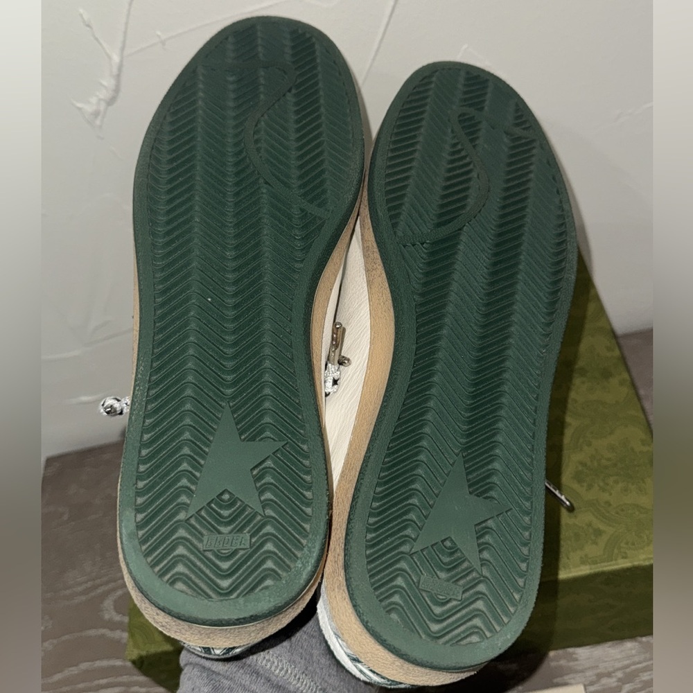 Men's Ball Star in white nappa leather with green leather star - Picture 5 of 7